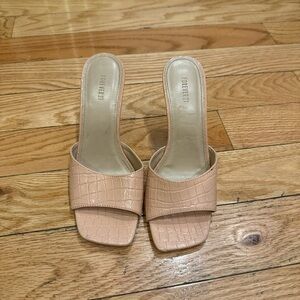 Forever 21 Blush Croc-Embossed Slide Mules